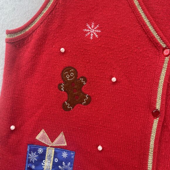 White Stag Snowmen Christmas Tree Sweater Vest Ugly Sweater Party Holiday XXL - Picture 4 of 13